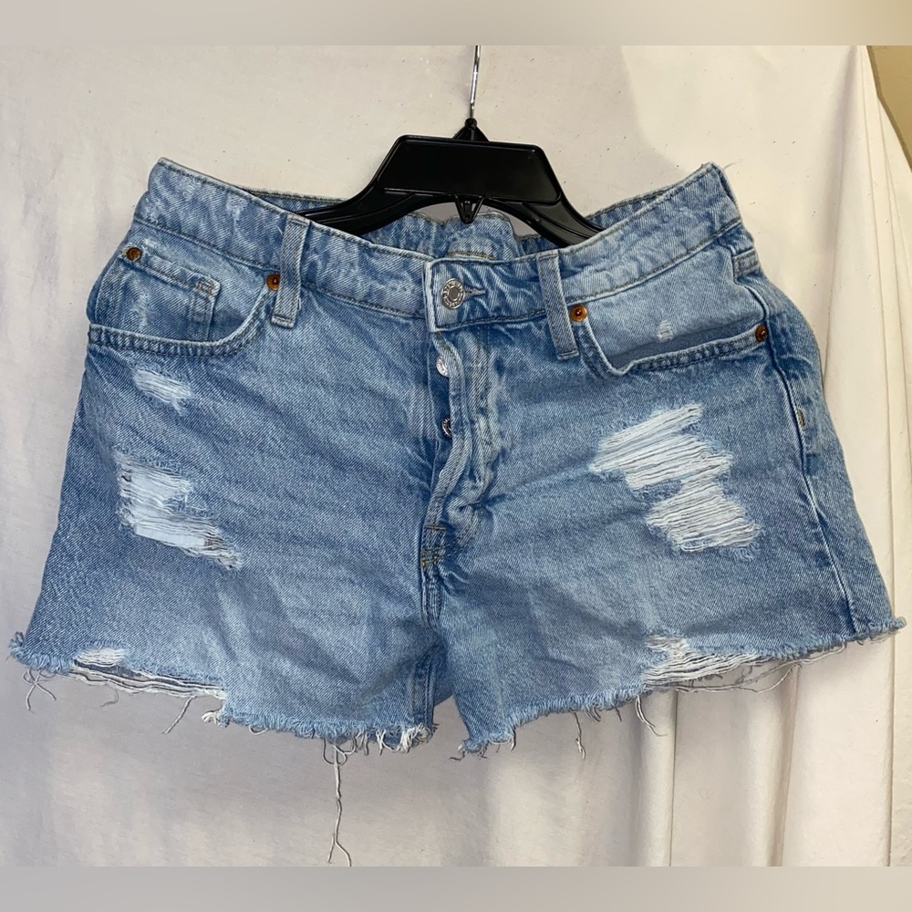 Light Blue Distressed Denim Shorts - Women size 2.